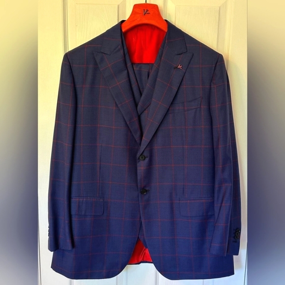Isaia Other - NWOT ISAIA 3-Piece Suit - Blue/Red
